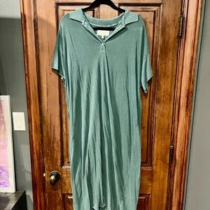 THE GREAT. Green polo cotton dress